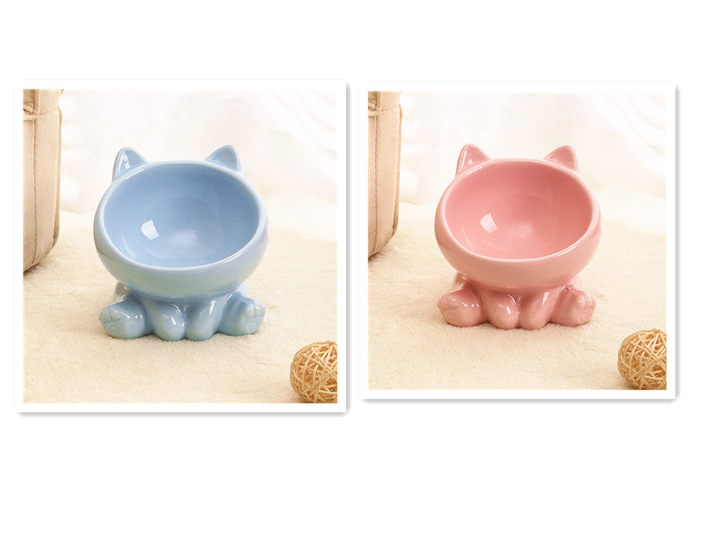 Ceramic Cat Bowl Cat Bowl Cat Food Bowl Neck Guard Oblique Mouth Dog Bowl Pet Bowl