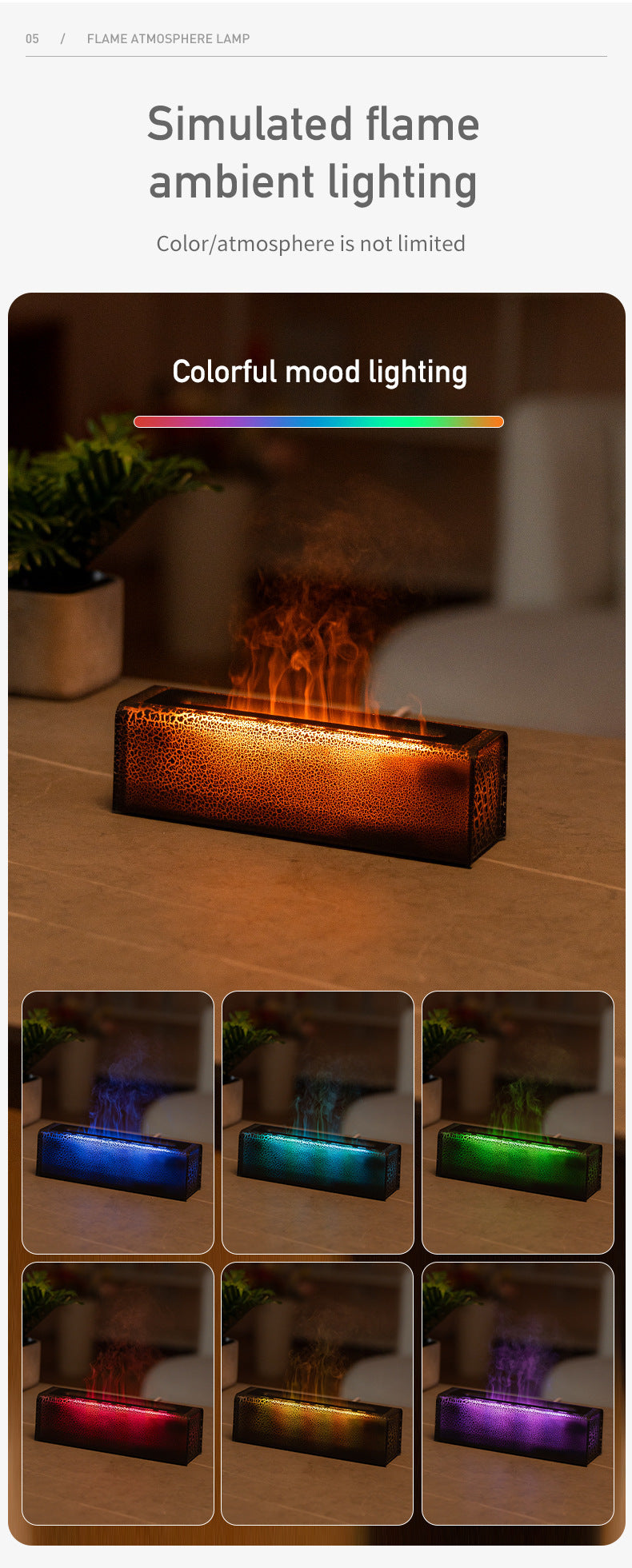 Creative Lava Colorful Flame Aroma Diffuser Desktop Atmosphere Humidifier